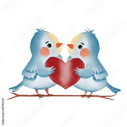 Watercolor valentine couple brids
