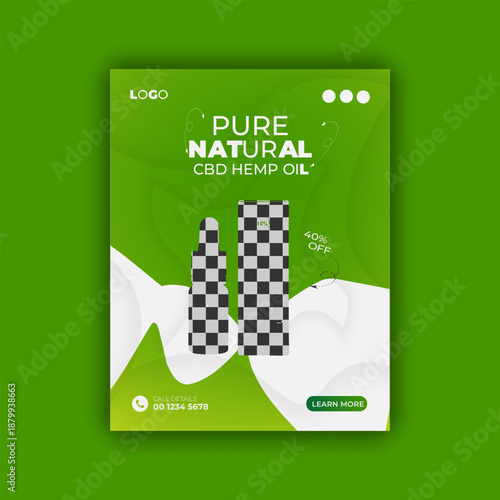 Pure natural hemp oil social media post banner design