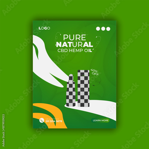 Pure natural cbd hemp oil social media post design.
