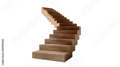 Ascending wooden stairs with a curved design