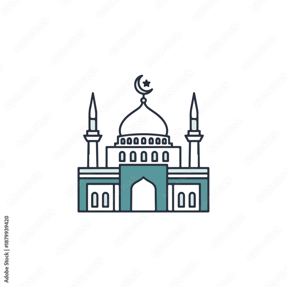 Obraz premium Mosque with Dome and Minarets