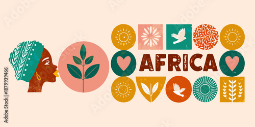 Celebrating africa a colorful illustration of heritage faces and vibrant patterns