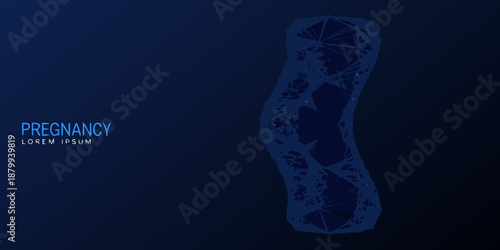 Abstract polygonal illustration of a pregnancy form with blue tones