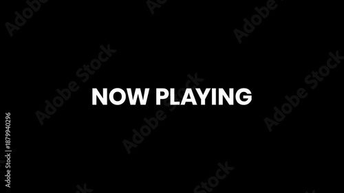 Now Playing Breaking Glitch Text Animation 4K for Media Playback and Entertainment Displays