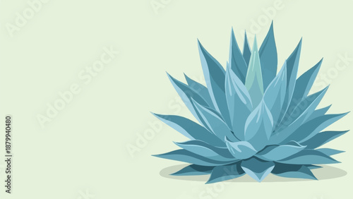 Blue agave plant with pointed leaves against a soft green background