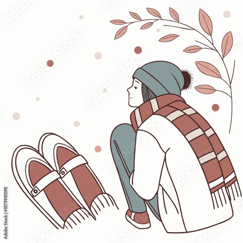 Minimalist Winter Night Sky with Stars Vector Illustration for February