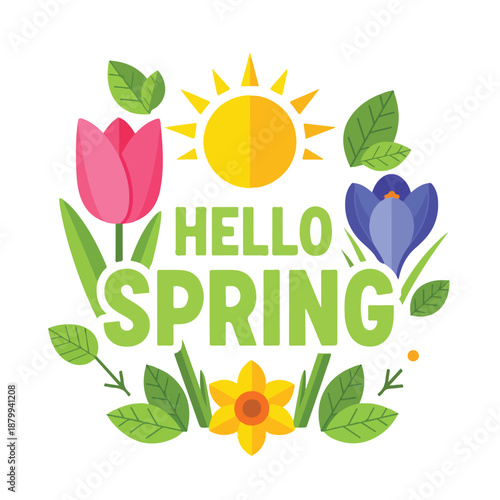 Hello Spring Floral Sun Design