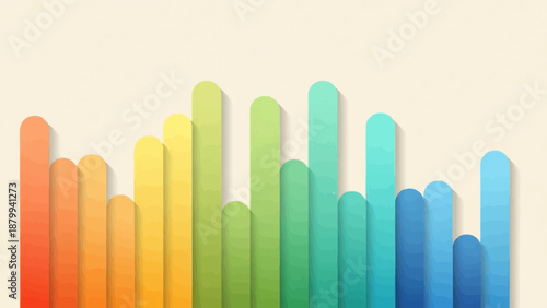 Abstract colorful bars with shadows on a light background