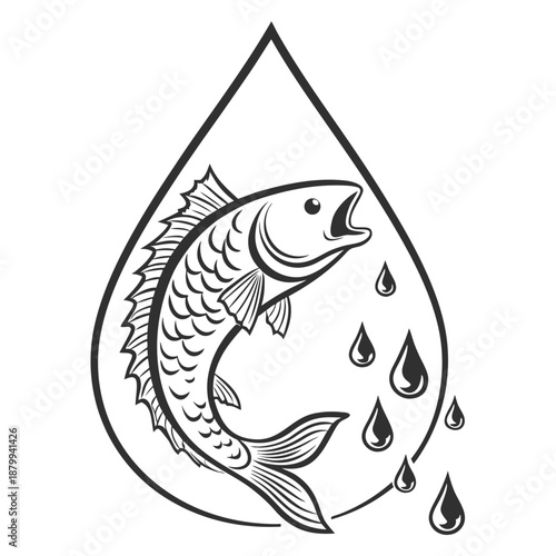 Creative Water Drop Fish Logo Vector Illustration