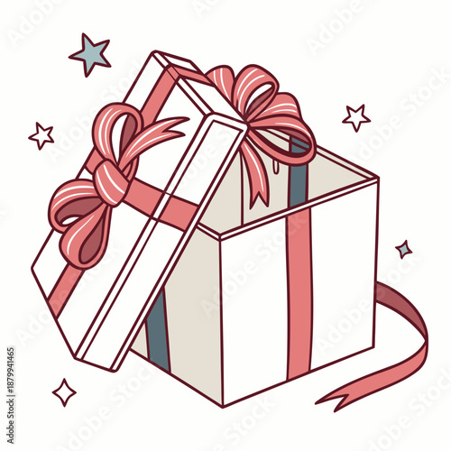 Minimalist Gift Box Vector Illustration on Isolated White Background