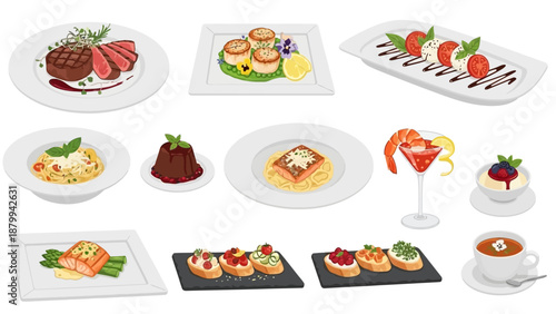 Assortment of Gourmet Dishes - A Culinary Journey Through Fine Dining.