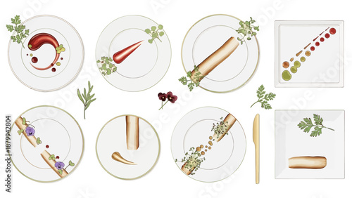Elegant Food Presentation on Plates - A Culinary Art Collection.