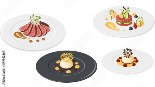 Exquisite Food Presentation - A Collection of Gourmet Dishes.