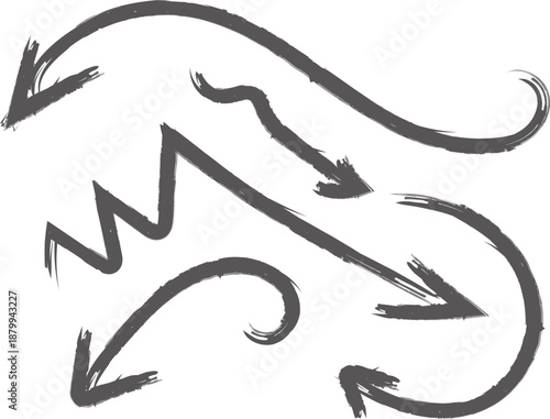 A collection of hand drawn arrows in various directions and styles