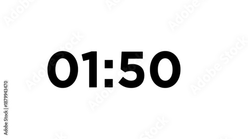 Countdown timer animation of 2 minutes on transparent background with alpha channels,