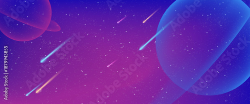 Cosmos background with realistic star dust, nebulae, planets and shining stars. Colorful galaxy background. Vector illustration of space. Starry night, infinite universe, milky way.