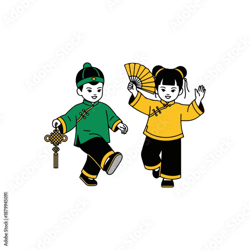 Traditional Chinese Children Dance Performance.