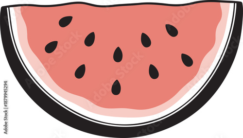 Fresh slice of red watermelon with black seeds isolated on transparent background