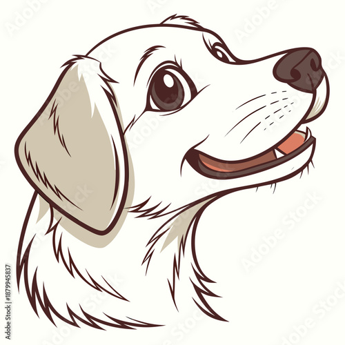 Cute Dog Face Vector Illustration Isolated on White