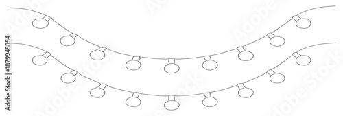 Continuous one line art of String lights for Christmas and New year decoration. Concept of creative idea eps 10. 