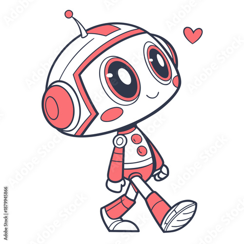 Friendly Little Android Robot Vector Illustration