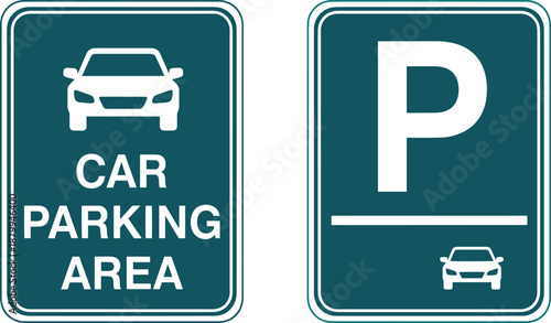 Car parking area sign vector illustration, vehicle zone flat design