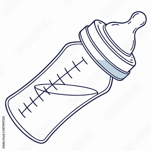 Baby Bottle Illustration - Modern Feeding and Care Icon