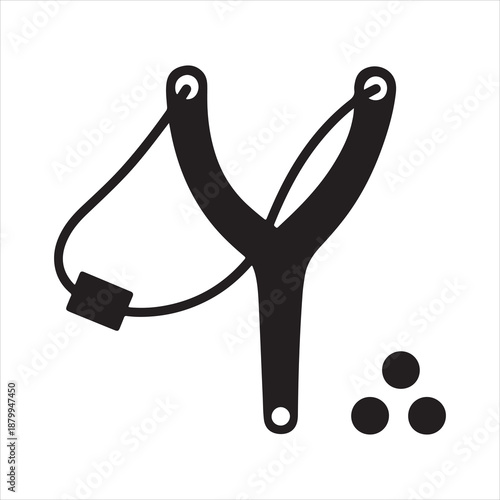 Slingshot silhouette vector, Black slingshot icon silhouette, black and white silhouette vector of a catapult vector illustration