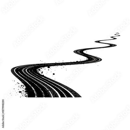 Abstract Winding Road Tire Tracks Graphic.