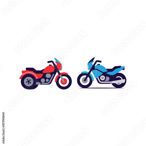 Two Motorcycles Side by Side Illustration.