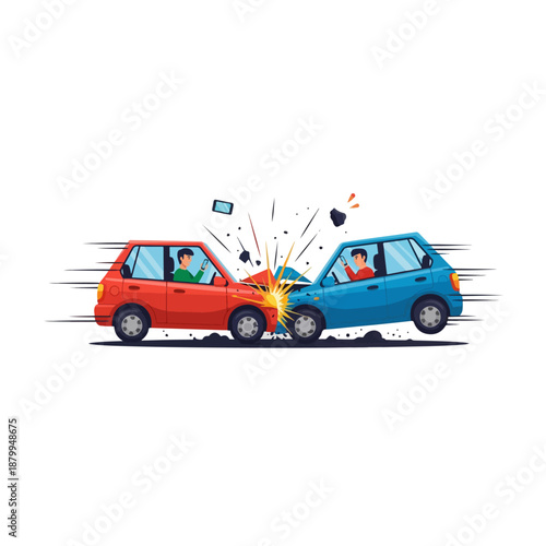 Cars crash accident collision damage.