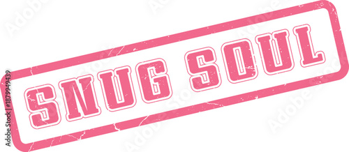 Distressed Pink Snug Soul Stamp Symbol on White for Design Projects