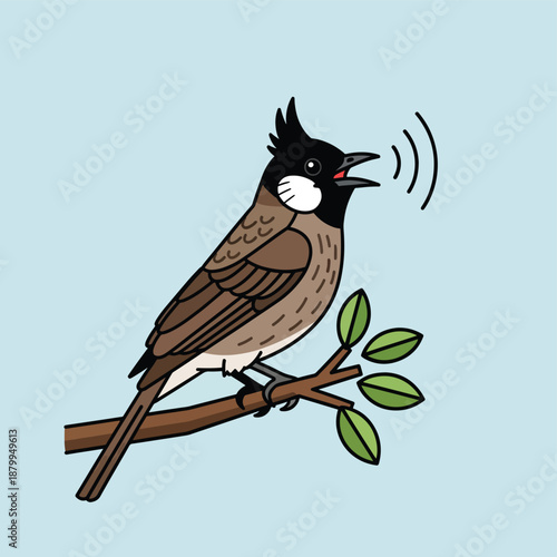 Bird Singing on Branch