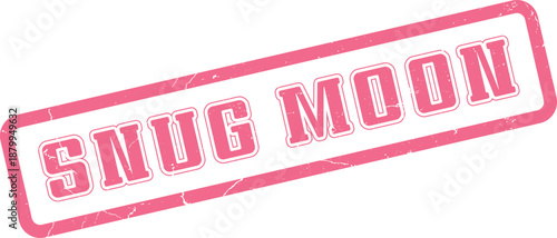 Embrace celestial comfort with a unique Snug Moon pink stamp symbolizing night time tranquility