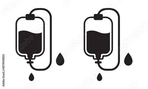 Medical iv drip infusion icons