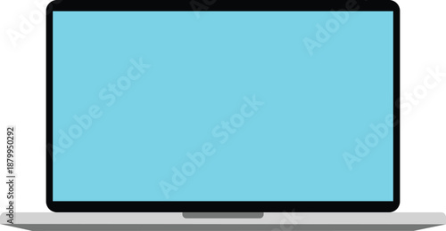 Modern Laptop Mockup Vector with Blank Blue Screen Isolated on White Background for Web Design