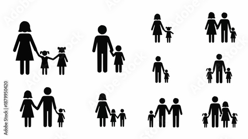 Family Icons Representing Different Family Structures and Relationships.