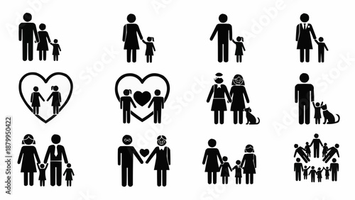 Family Icons Representing Diverse Relationships and Connections.