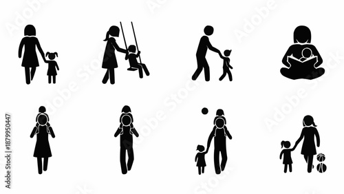 Family Icons Representing Various Activities and Relationships.