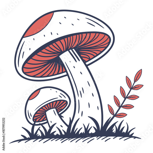 Mushroom Nature Icon - Flat Vector Illustration