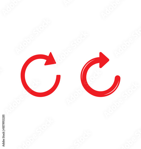 Two curved red rotation arrows indicating undo and redo actions are clearly displayed against a plain white backdrop for UX elements.