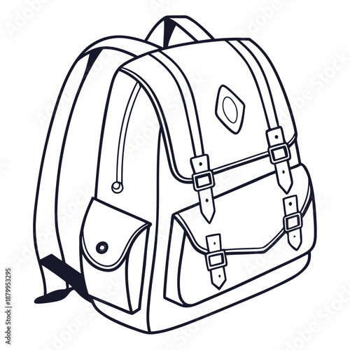 School Rucksack and Hiking Backpack Flat Vector Icon