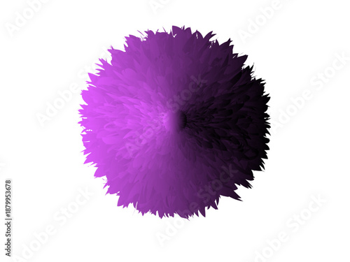 Abstract Purple Furry Sphere on White Background | Soft Textured 3D Ball with Volumetric Depth, Modern Minimalist Digital Art Style for Creative, Visual, and Experimental Design Projects