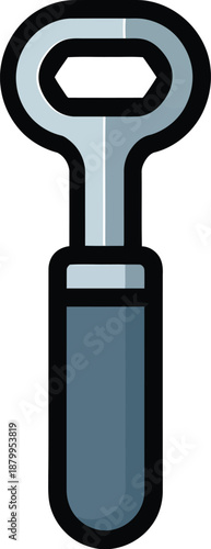 Bottle Opener Vector Icon with Hexagonal Notch for Beer and Soda Caps