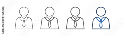 
outline icon set employee with tie and person design