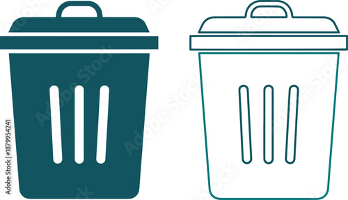 Waste container trash bin symbol set for sanitation and recycling