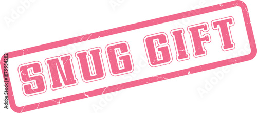 Charming Pink Snug Gift Rectangle Stamp Design for Festive Holiday Celebrations and Special Occasion Promotions