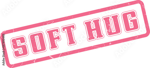 Cheerful Pink Distressed Rubber Stamp Graphic Emphasizing a Warm Soft Hug