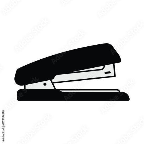 Simple black office stapler stationary tool vector illustration graphic design element