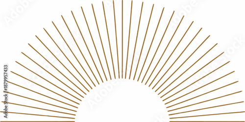 Golden radiating lines forming an arch a minimalist sunburst design